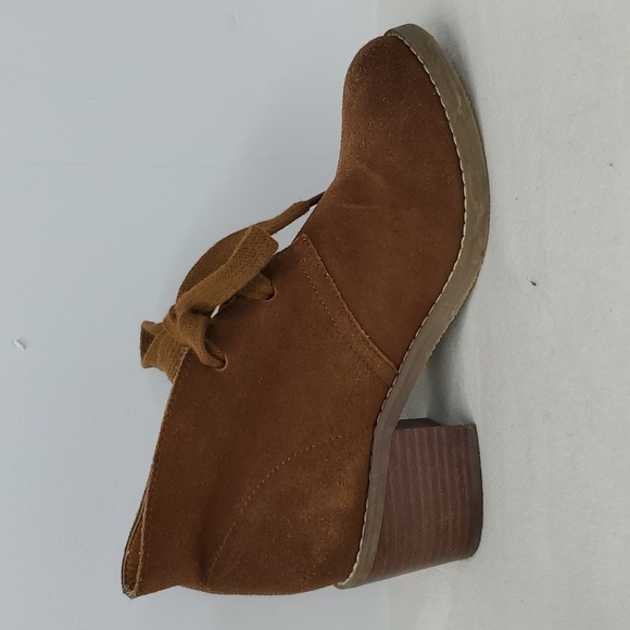 Sbicca Boots Stacked Heels Leather Suede Lace Up Chestnut Brown Womens 7 - Picture 2 of 10